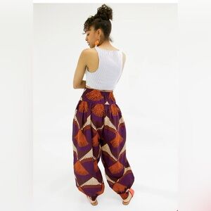 NWT Wide-Leg harem Pants in Purple & Orange by Chen Burkett NY
